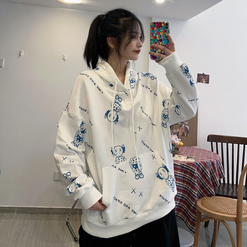 2021 real shot - spring Fishscale 7525 cotton thin hooded sweater women's loose Korean version