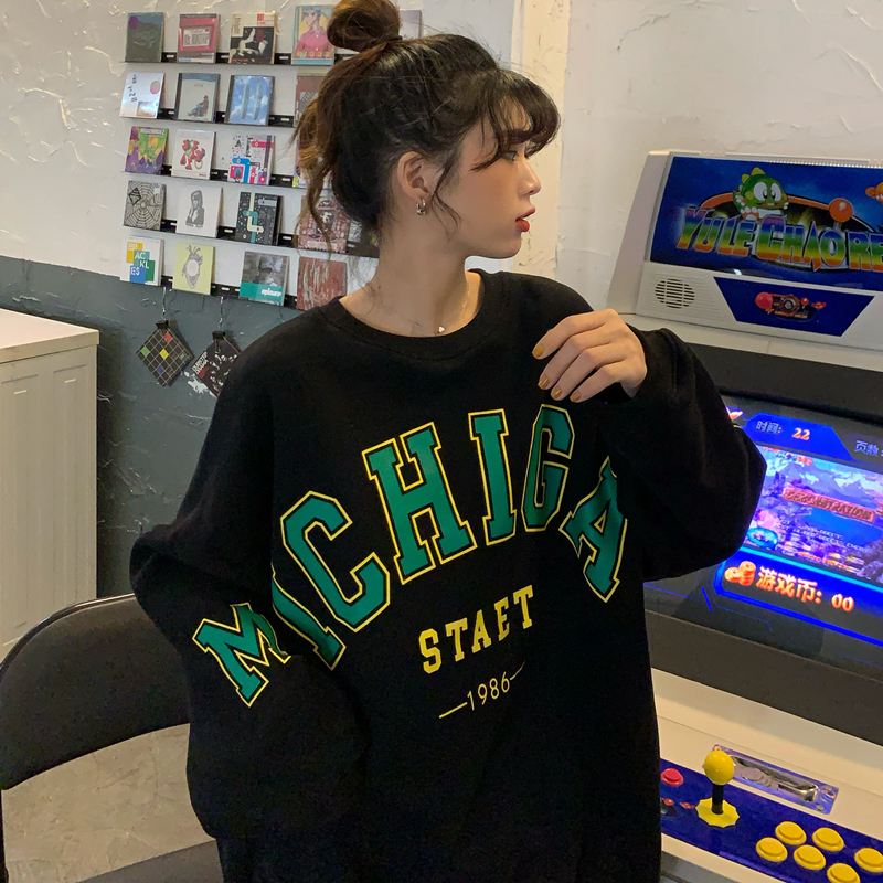 Real shot polyester Plush 250g letters ins Plush thickened sweater