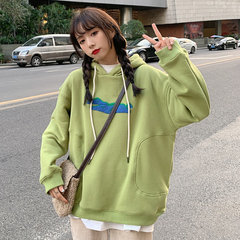 Real shot 250g sweater women's fashion ins loose Korean version Plush thickening design sense minority coat