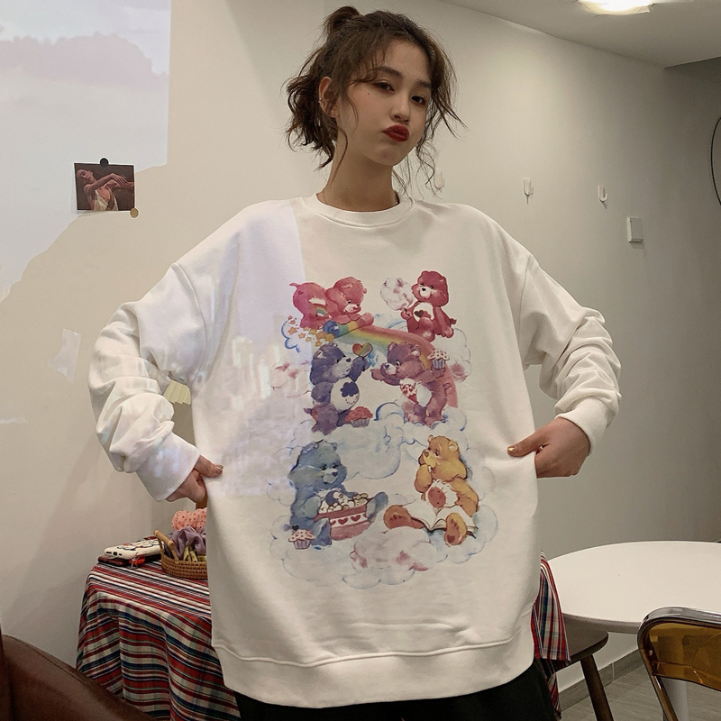 2021 spring new 6535 fish scale bear thin long sleeve sweater women's T-shirt