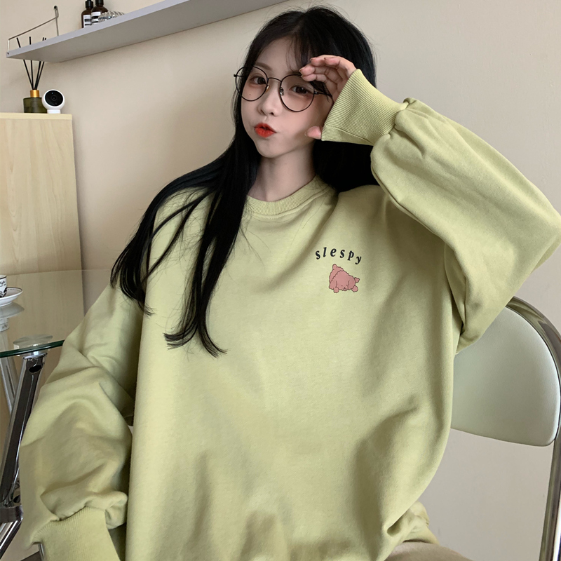 Real photo of 2021 spring clothes new cartoon thin sweater women's T-shirt