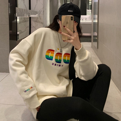 Real shot of 250g sweater women's winter loose and lazy style BF plush and thick fashionable coat