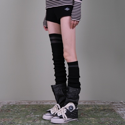 秋冬木质调日杂感叠穿条纹针织袜