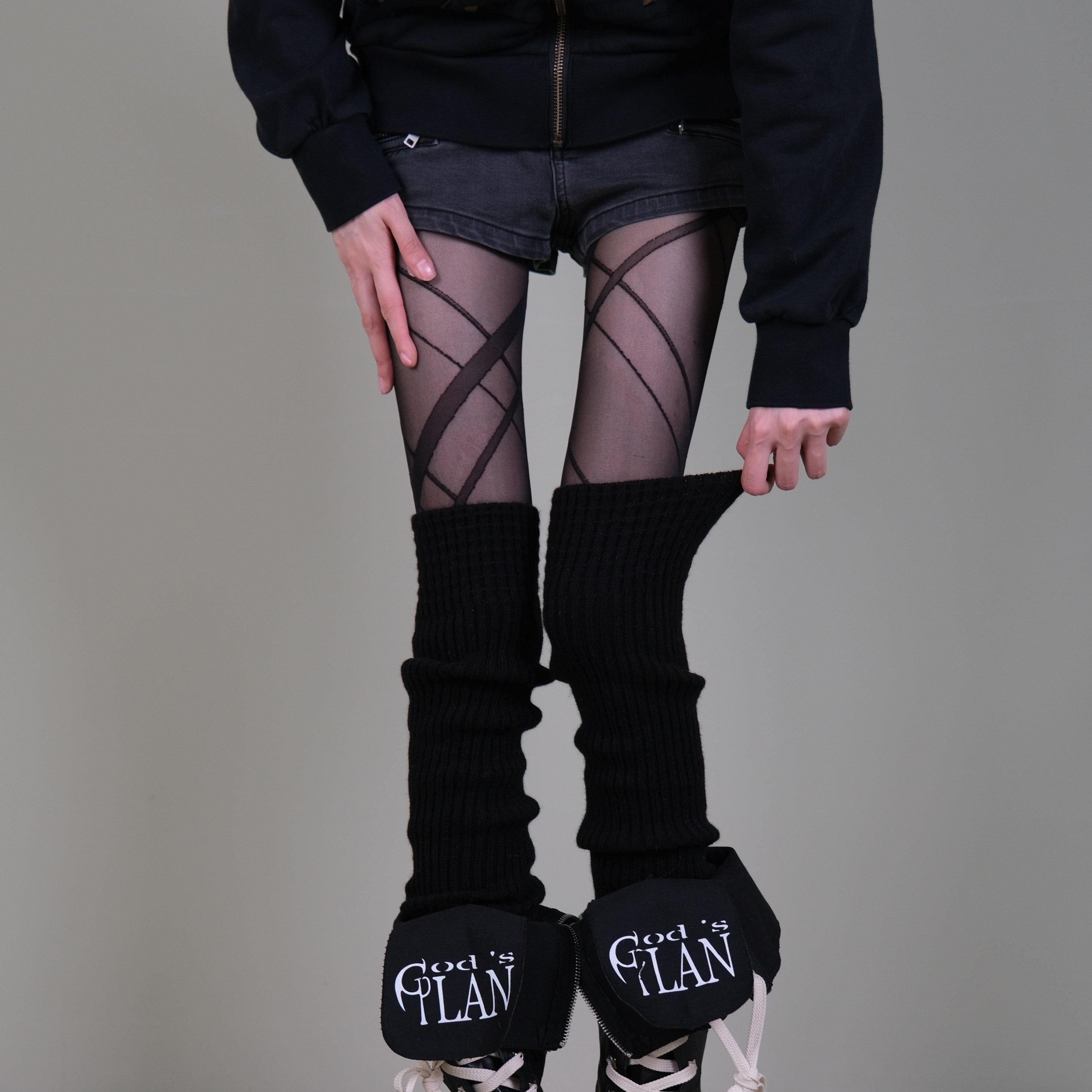 西岭【黑底交叉肌理网纱连裤袜女 暗黑千禧风 搭黑针织堆堆袜套,女士内衣/男士内衣/家居服,长筒袜,淘宝优惠券,粉丝福利购,淘宝优惠卷