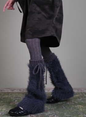 西岭【灰色针织连裤袜女 复古工装风搭深灰毛绒针织堆堆f