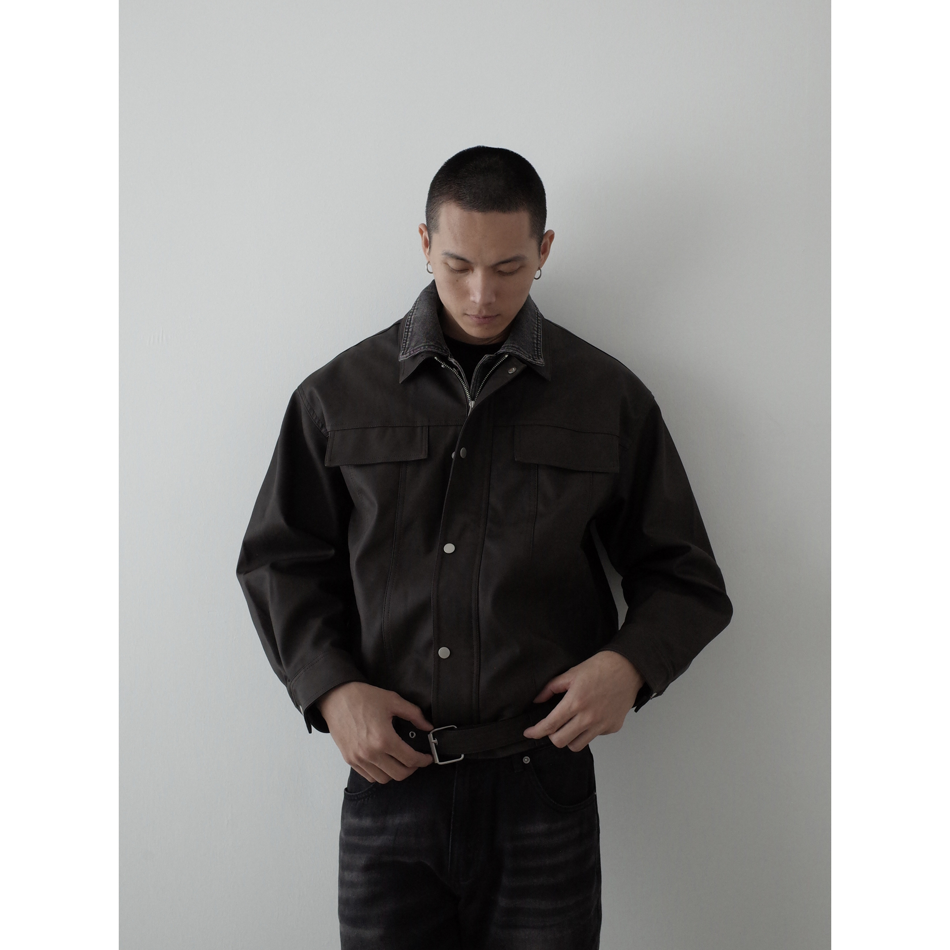 INKNOTS拼接假两件夹克外套