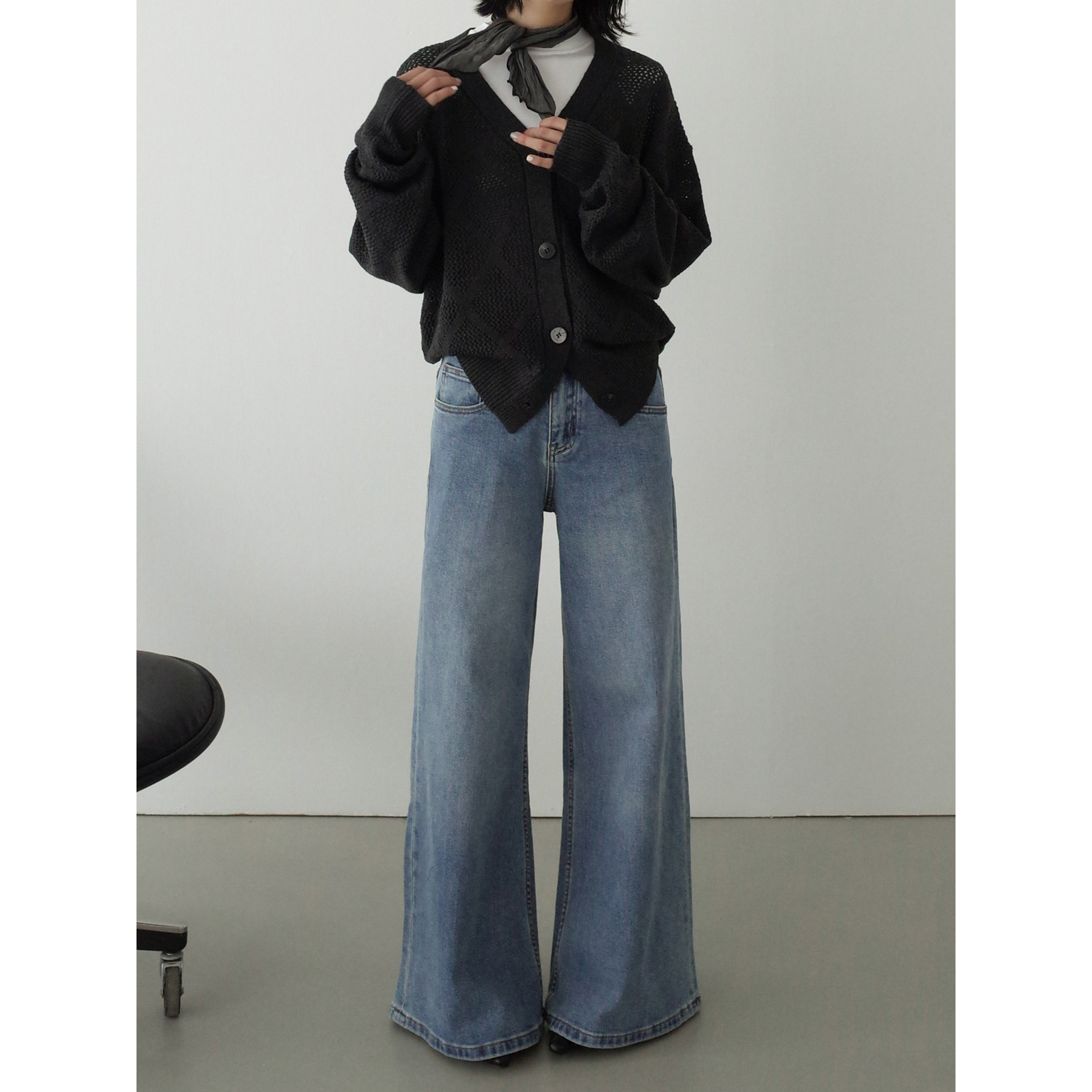 INKNOTS阔腿微喇A字牛仔裤