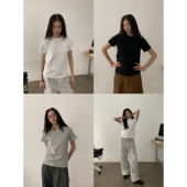 复古正肩上衣潮 T恤女合身剪裁美式 INKNOTS夏季 索罗娜凉感235G短袖