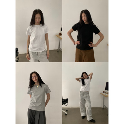 INKNOTS夏季索罗娜凉感235G短袖T恤女合身剪裁美式复古正肩上衣潮
