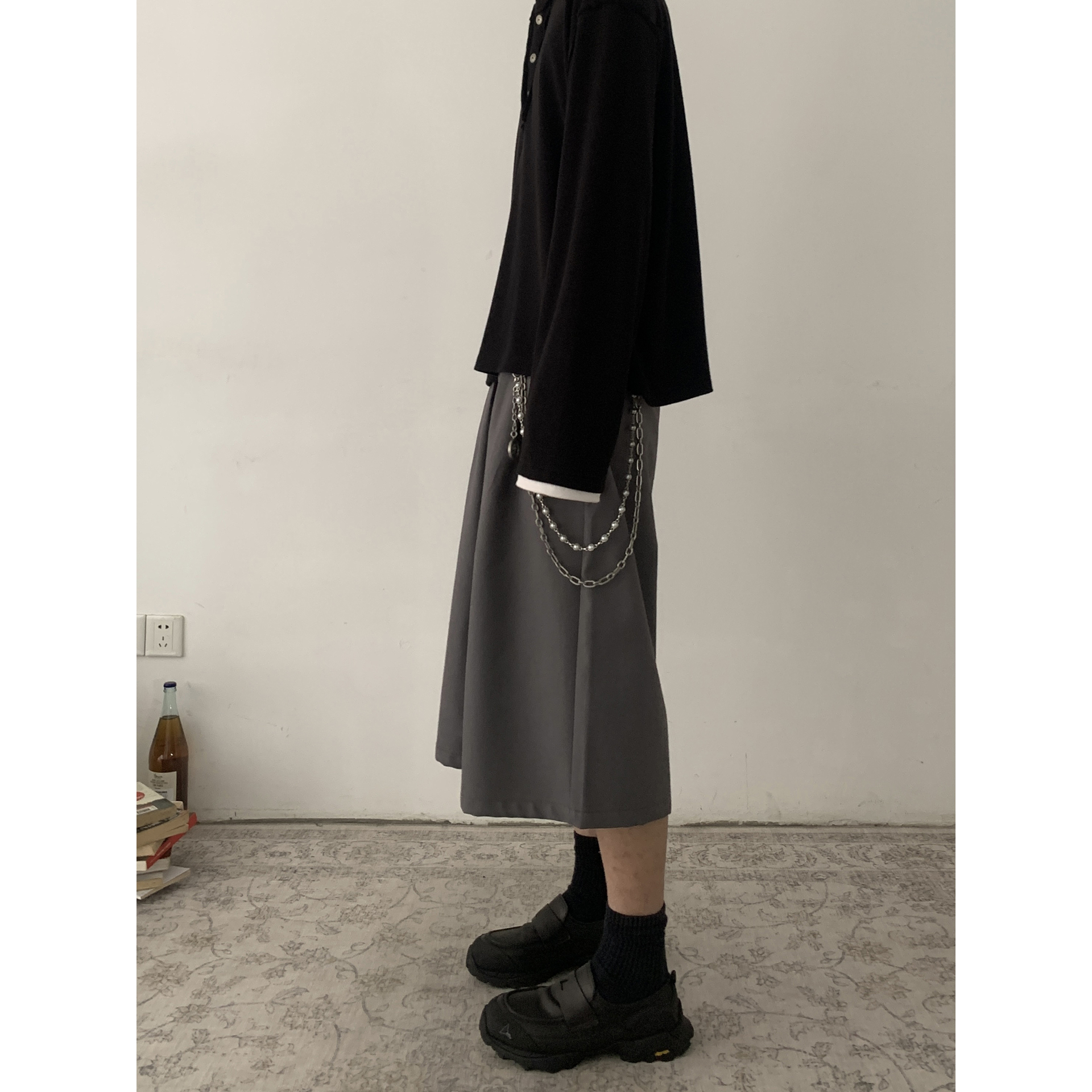 INKNOTS垂感阔腿七分西裤