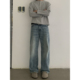 INKNOTS美式 复古水洗做旧不规则猫须水洗合身直筒bootcut牛仔裤 男