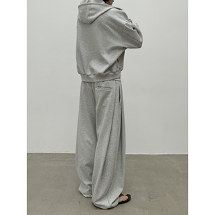 INKNOTS空气层350G弯刀休闲卫裤 潮牌 男女宽松运动垂感直筒阔腿裤