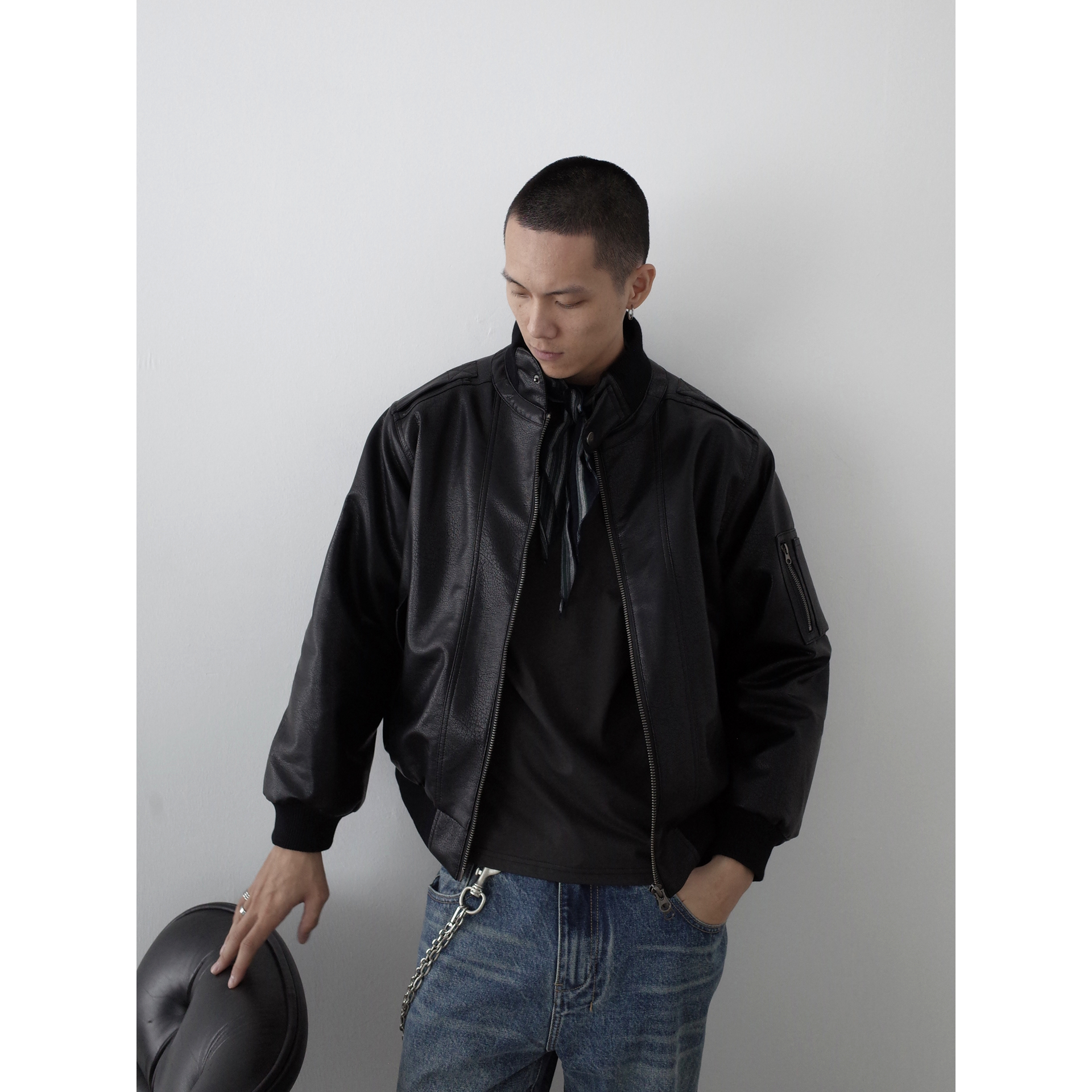 INKNOTS立领机车夹克皮衣外套