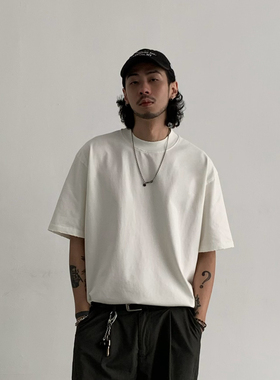 INKNOTS纯色重磅340G宽松小领口短袖T恤男女潮牌vintage打底衫