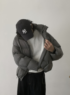 INKNOTS美式复古90白鸭绒宽松黑色羽绒服男女潮牌加厚立领外套