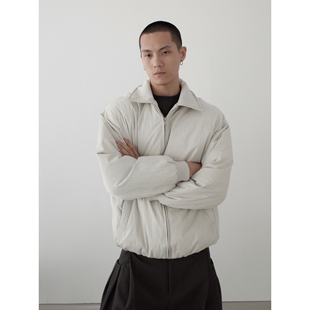 INKNOTS美式 复古简约高级感90绒加厚羽绒服男女短宽教练夹克外套