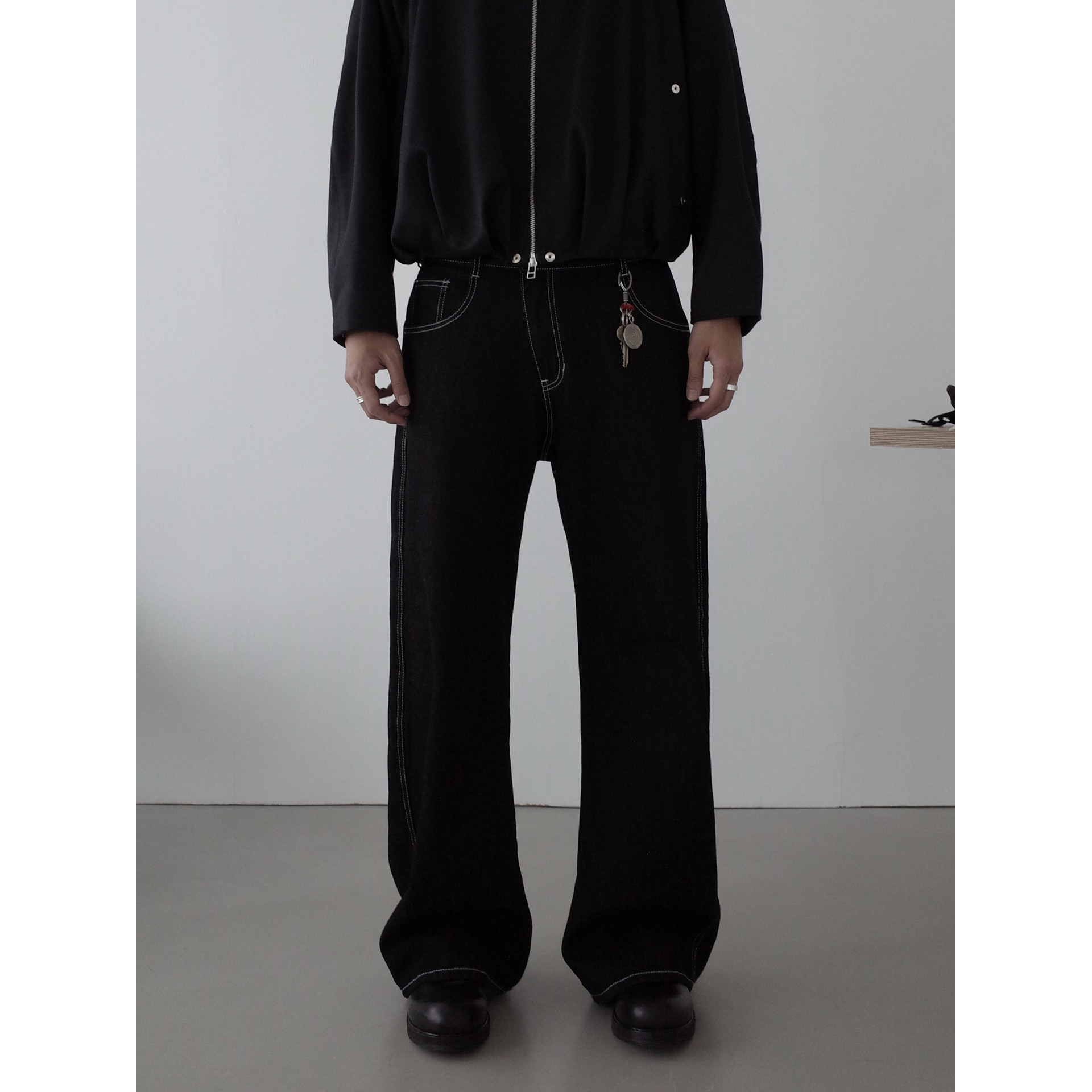 INKNOTS明线原色牛仔弯刀工装裤