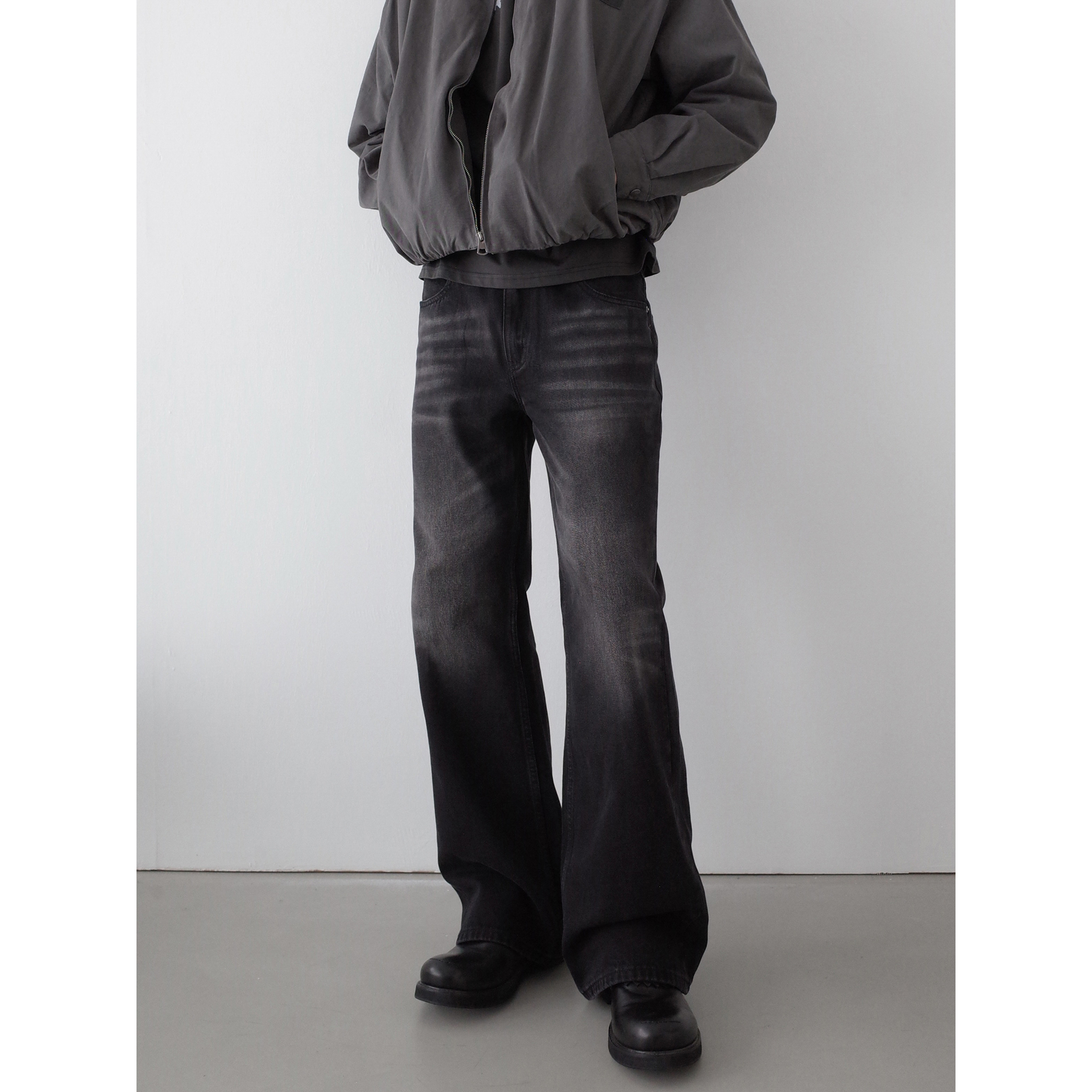 INKNOTS水洗猫须微喇牛仔裤