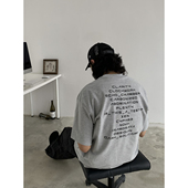 T恤男女休闲圆领五分袖 INKNOTS新款 宽松320G重磅纯棉字母印花短袖