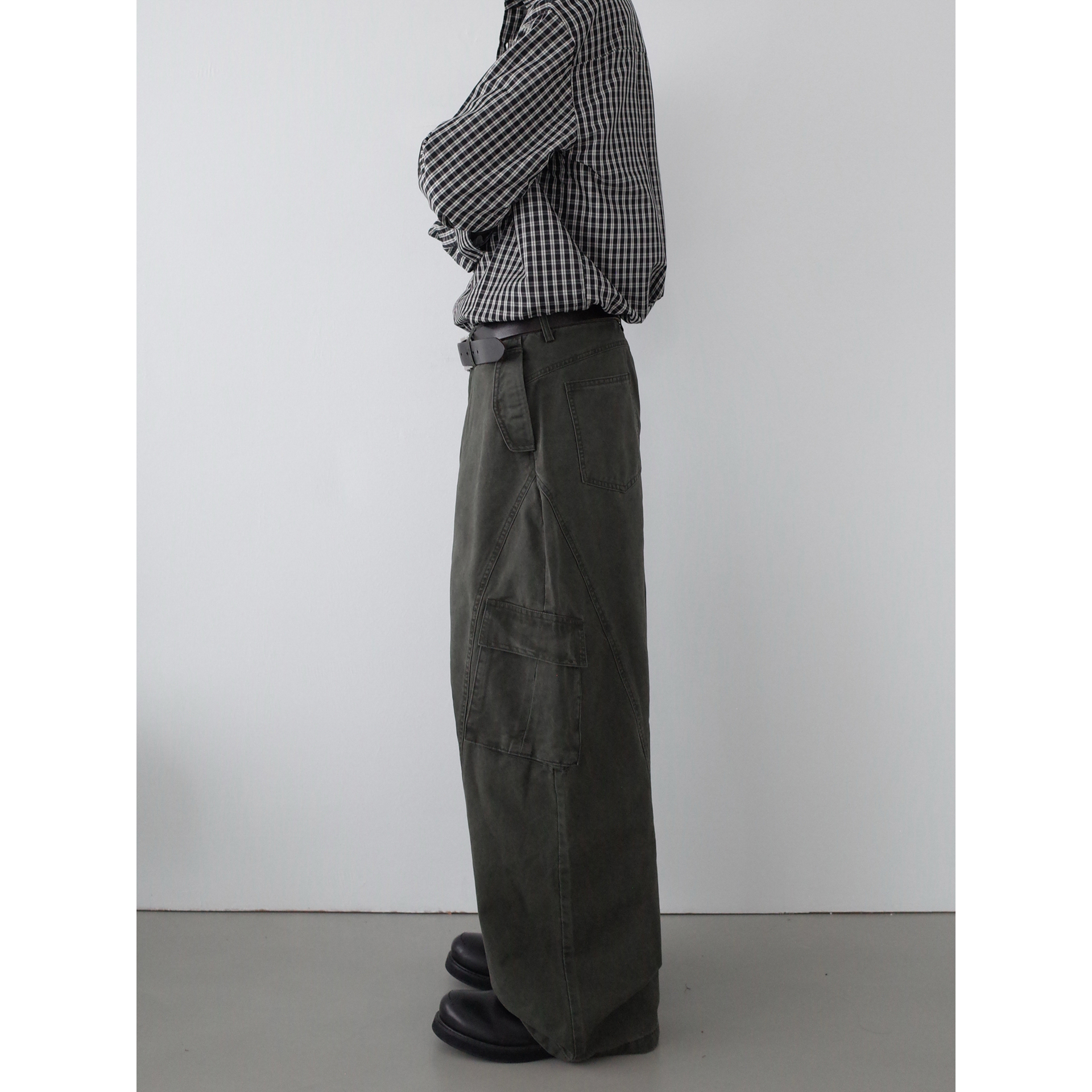 INKNOTS斜边大口袋工装裤