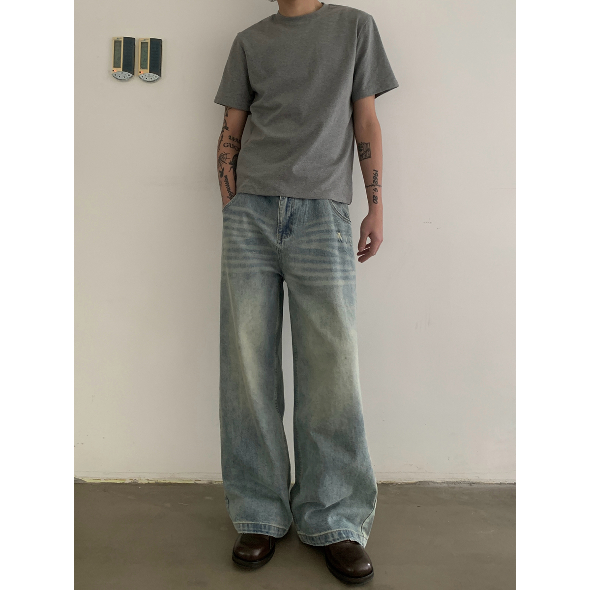 INKNOTS猫须水洗牛仔裤
