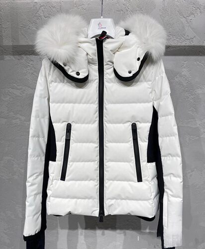 蒙K蒙家Grenoble滑雪系列90白鹅绒狐毛滑雪服鹅绒服白色羽绒服