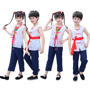 儿童王二小英雄雨来游击队农民村姑百姓赤卫队儿童团话剧演出服装