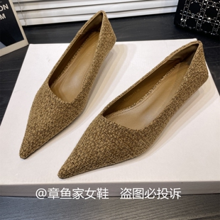 高跟鞋子女细跟2026秋季新款职业法式小香风气质尖头猫跟浅口单鞋