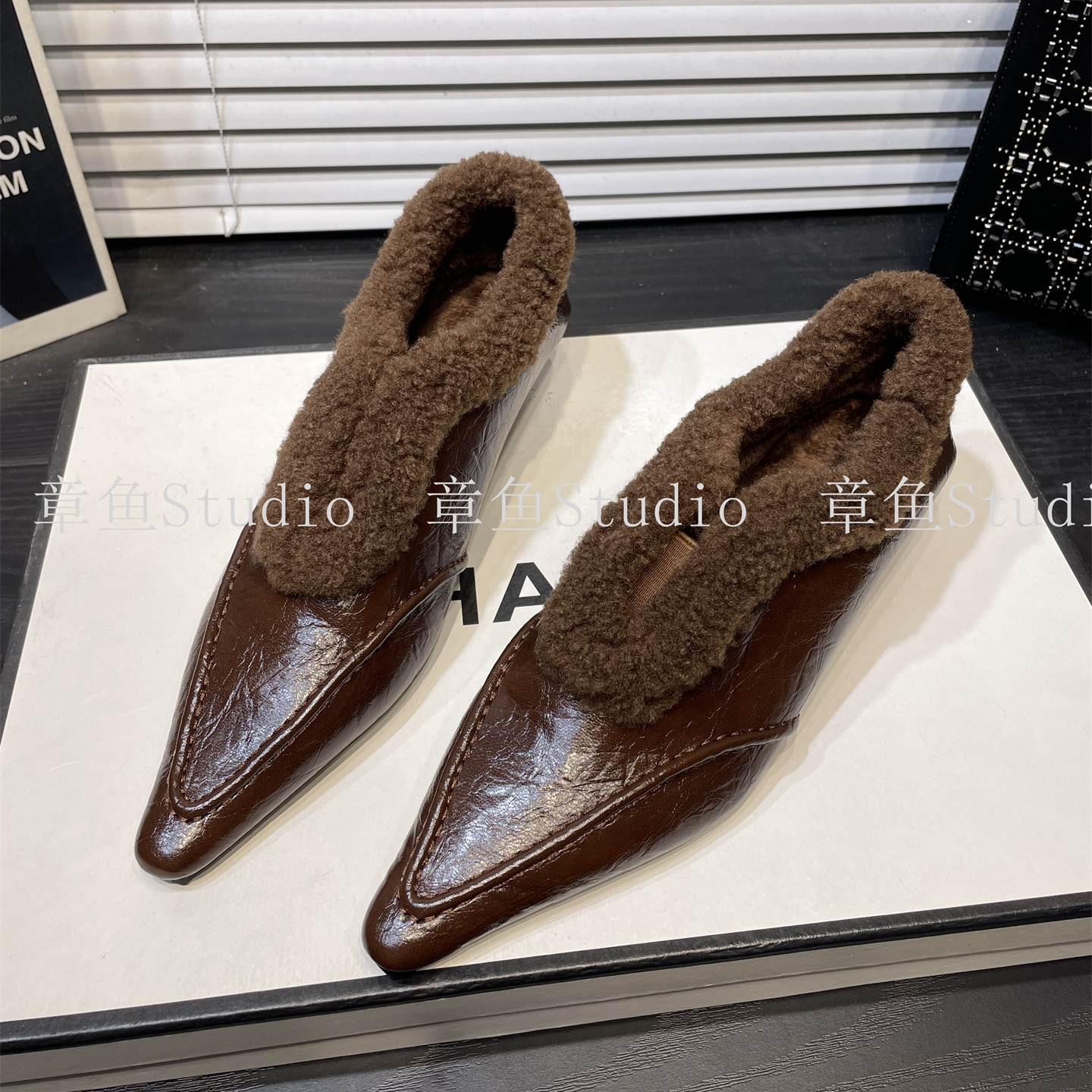 粗跟深口单鞋加绒保暖棉鞋女