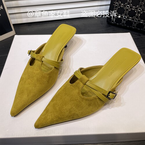 配裙子晚晚猫跟包头半拖鞋
