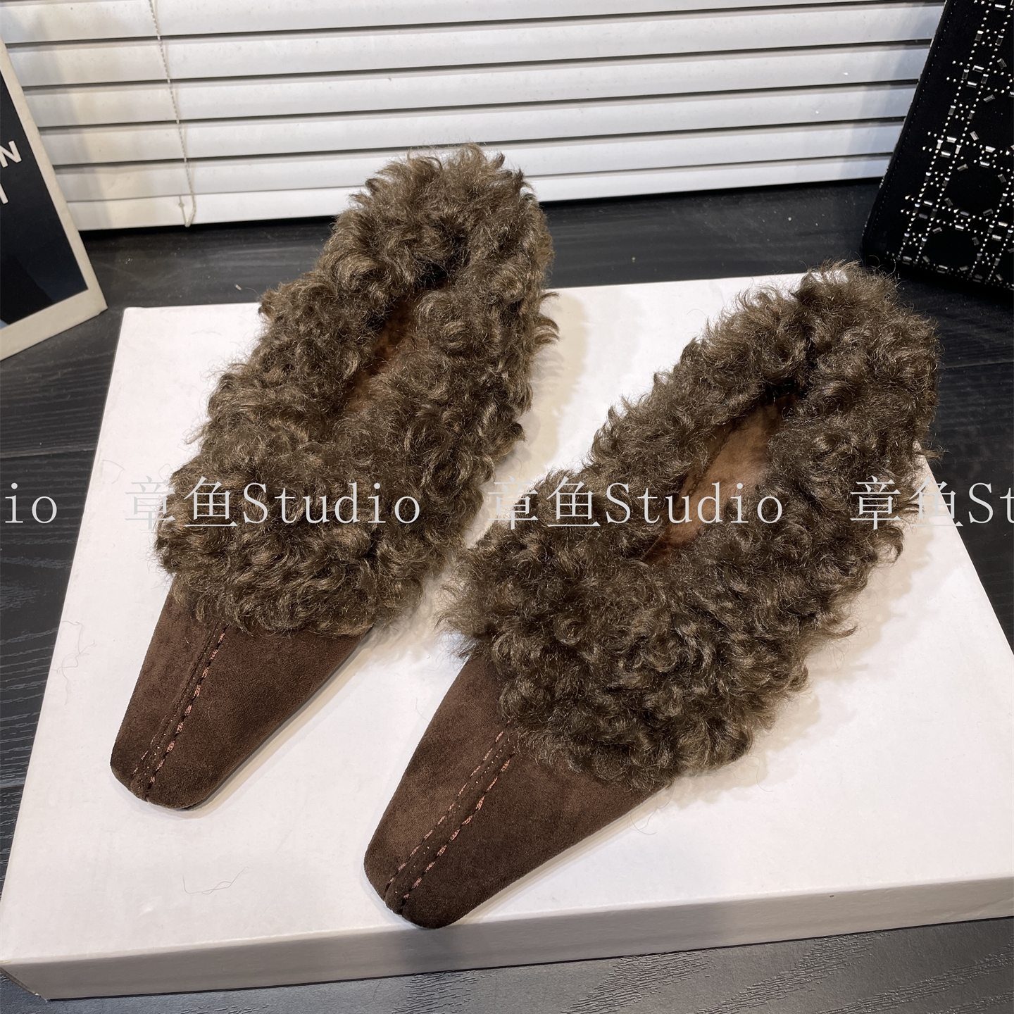小众设计复古卷毛深口毛毛鞋女
