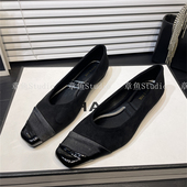 绒面浅口单鞋 方头时尚 女2025春秋新款 内增高韩版 一脚蹬时装 鞋 瓢鞋