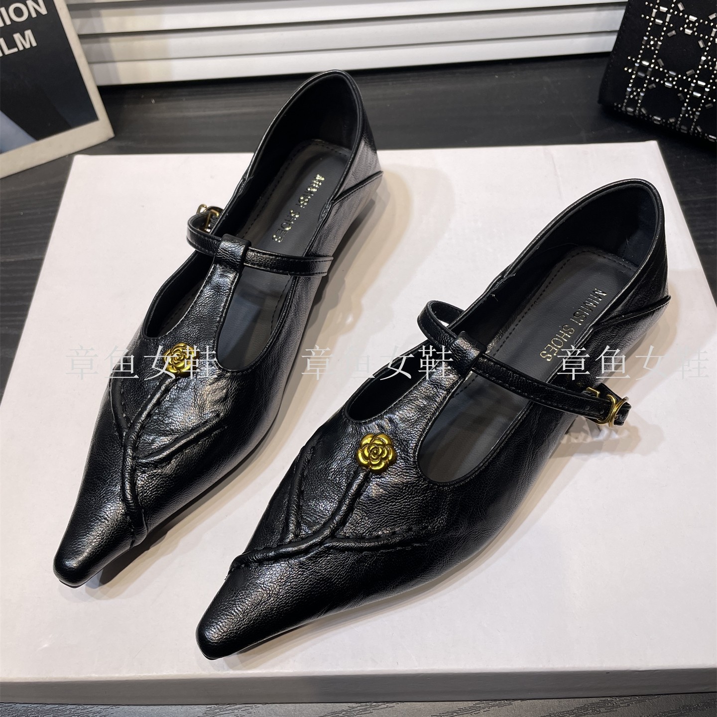 2026春季复古山茶花T字扣带玛丽珍女鞋低跟气质踩跟两穿尖头单鞋,女鞋,玛丽珍鞋,淘宝优惠券,粉丝福利购,淘宝优惠卷