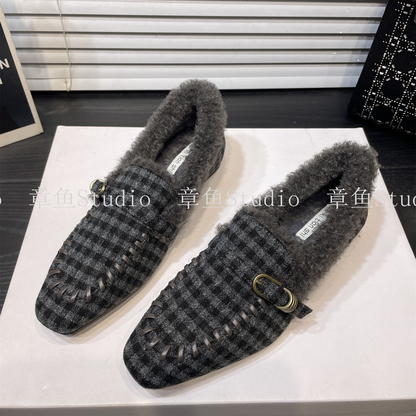 复古英伦风加绒保暖小皮鞋乐福鞋