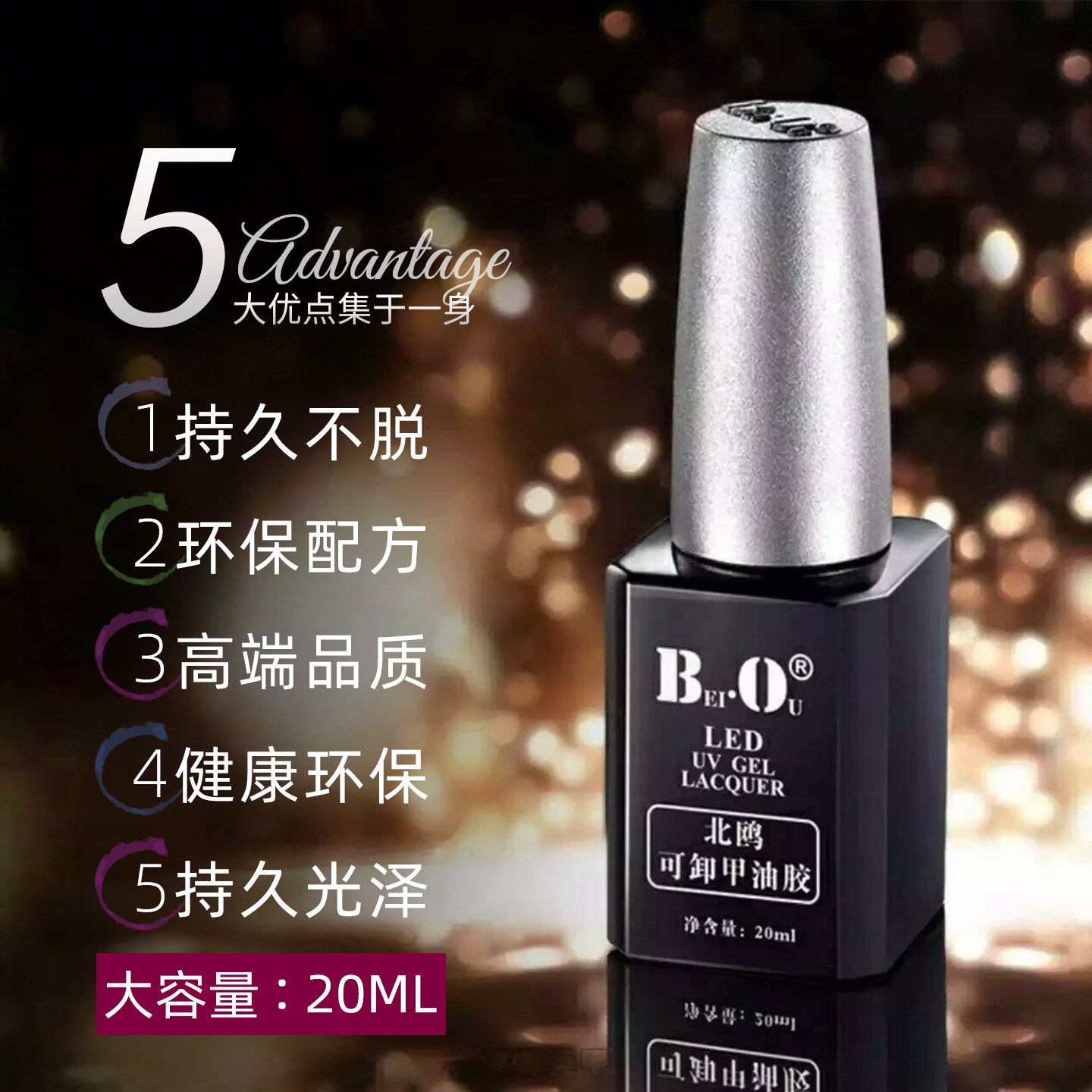 20ML BO甲油胶北欧北鸥底胶封层持久加固可卸甲油胶美甲店专用胶