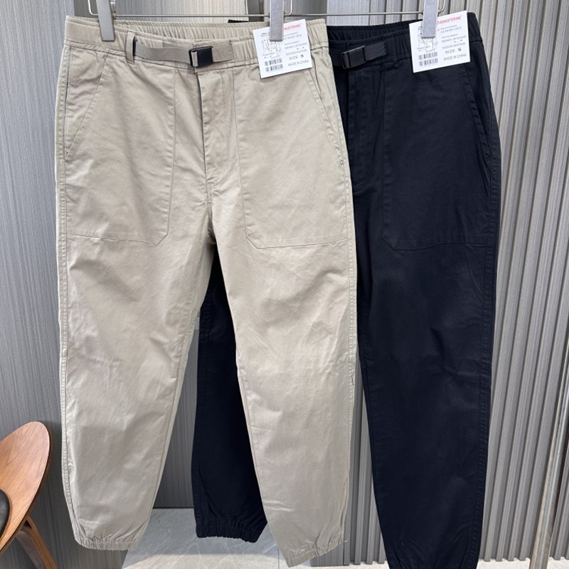 水洗沙卡纯棉束脚九分休闲工装裤