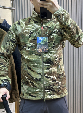 军迷战术蜂窝颗粒暖绒户外秋冬功能性保暖中间层冲锋立领内胆外套