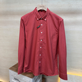 常青款 男士 轻商务红色百搭透气翻领亲肤长袖 100%水洗磨毛棉 衬衫