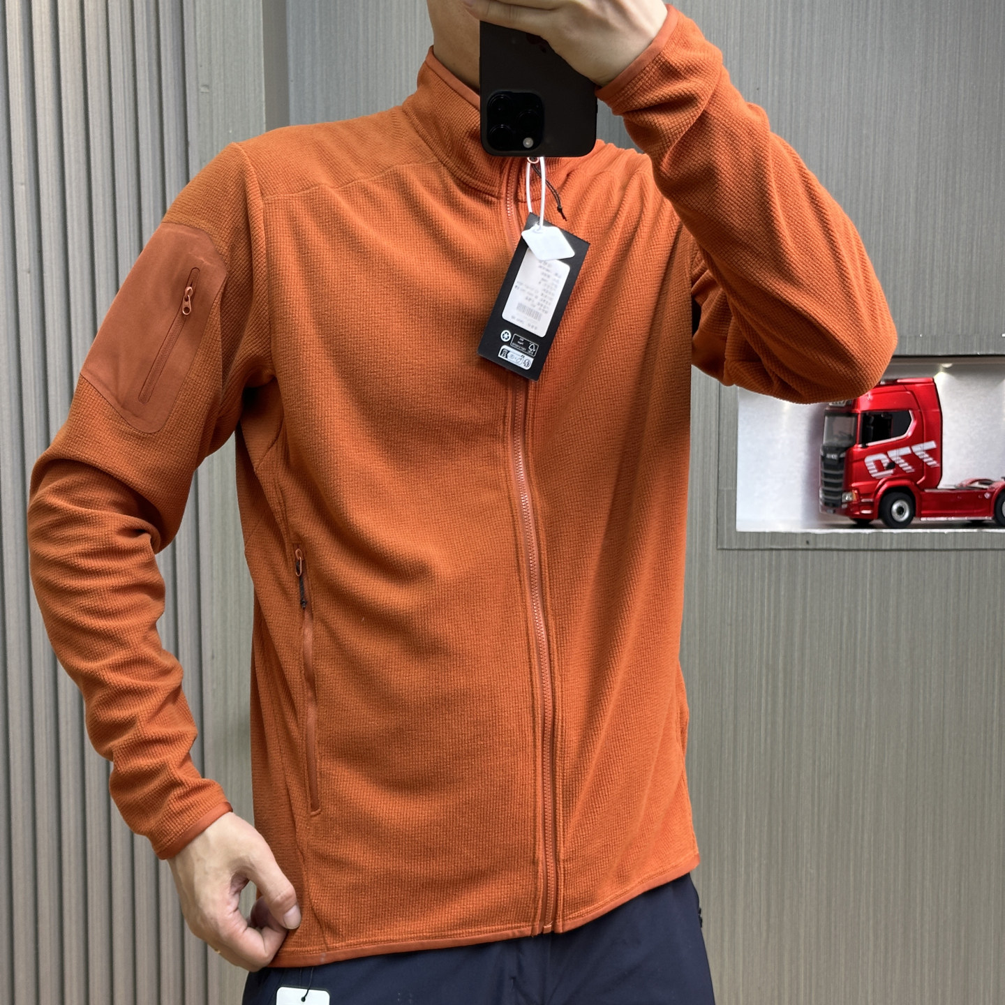 男秋冬立领保暖休闲抓绒夹克外套图片