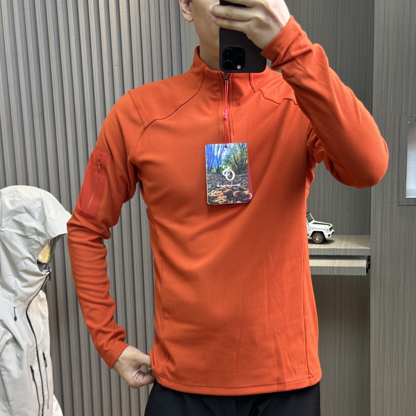 男士运动半拉链抓绒衣长袖T恤