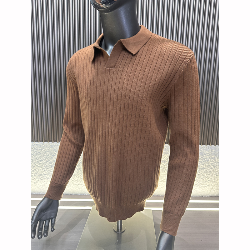 秋冬基础百搭翻领长袖针织衫毛衣