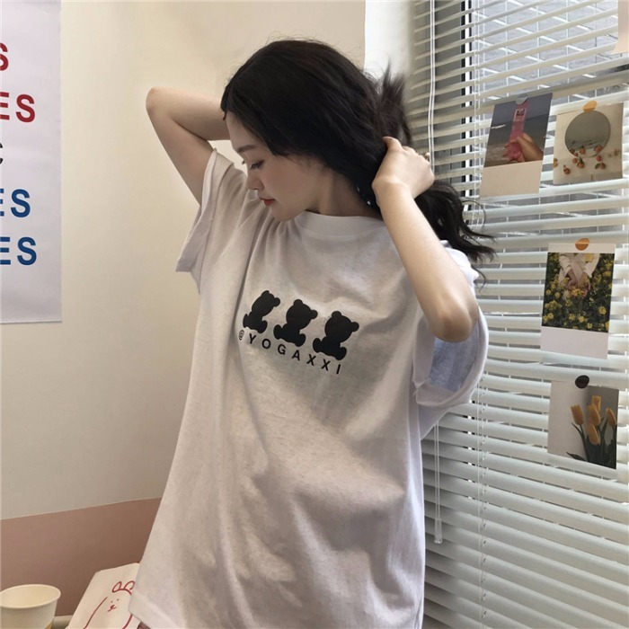 Short sleeve t-shirt female student Korean loose style lazy wind long net red big size CEC top summer