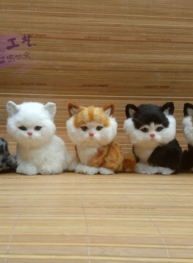 仿真猫咪摆件皮毛工艺品