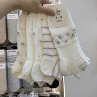 5双包邮小茶生活袜子女短袜浅口纯棉春夏季薄款可爱韩国日系百搭