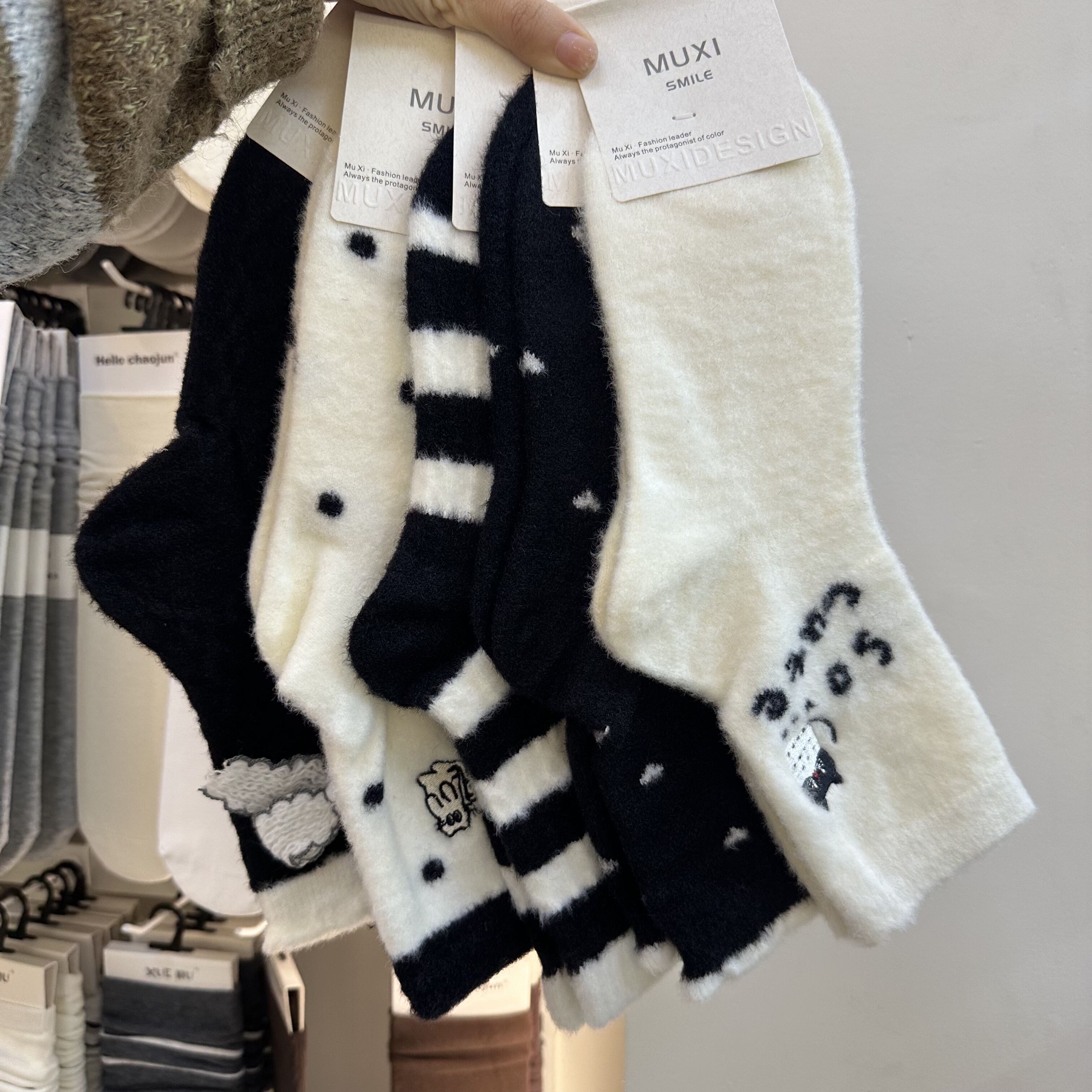5双包邮沐熙MUXI袜子云朵绒保暖中筒袜秋冬季地板袜睡眠长筒袜