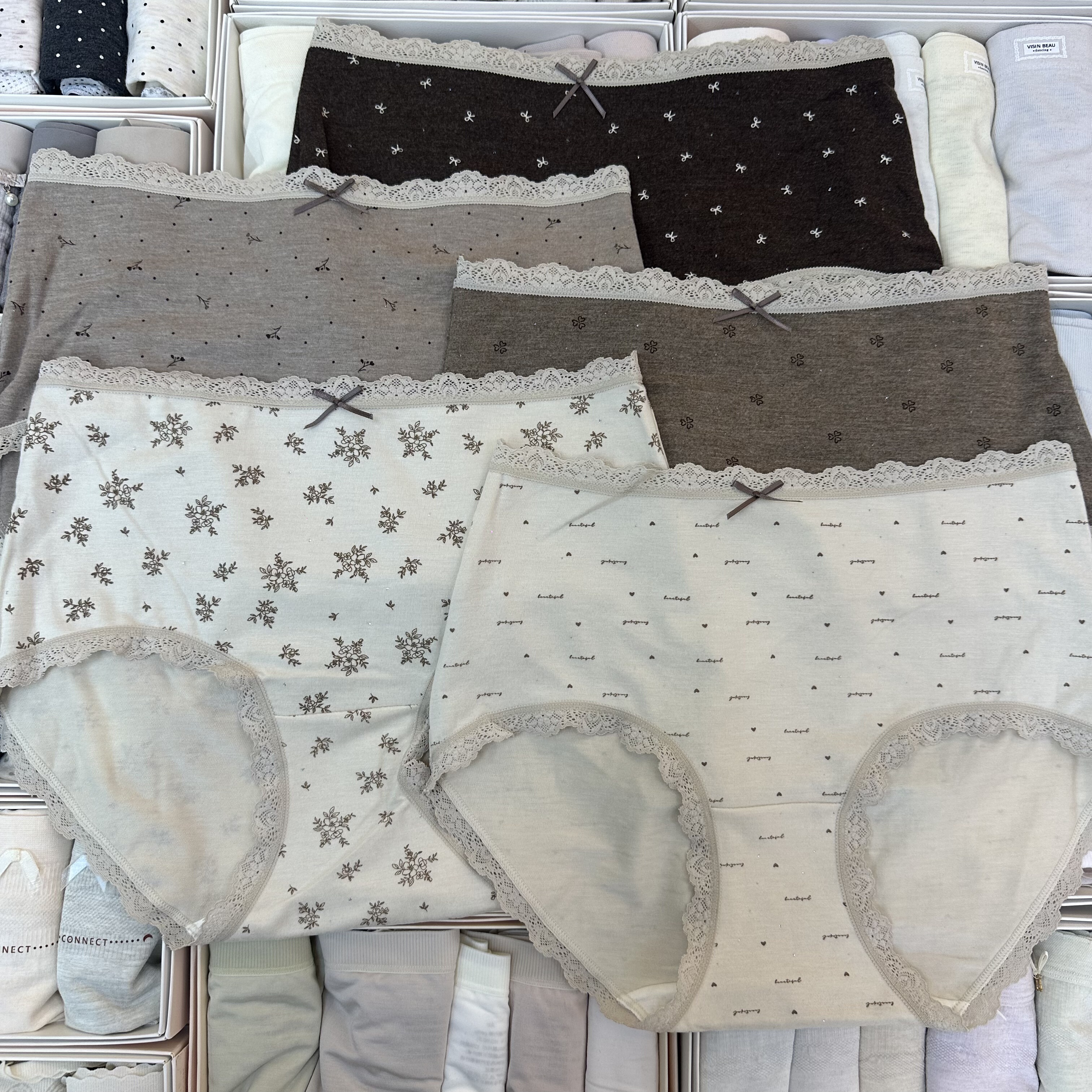 5条包邮秋冬羊绒磨毛内裤女高颜值蕾丝图案抑菌亲肤纯棉裆内裤女