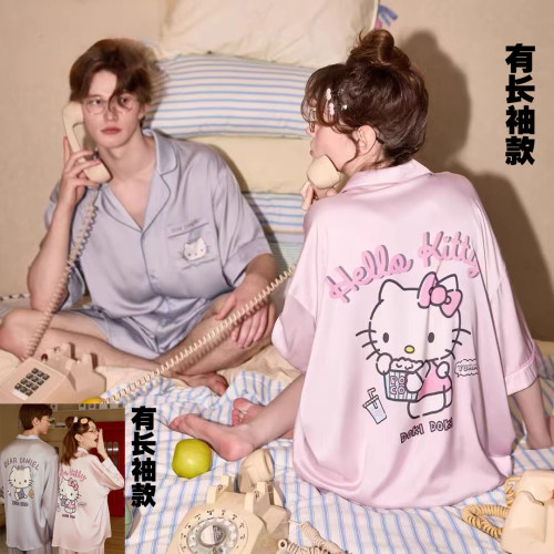 夏季男女情侣冰雪丝短袖短裤卡通
