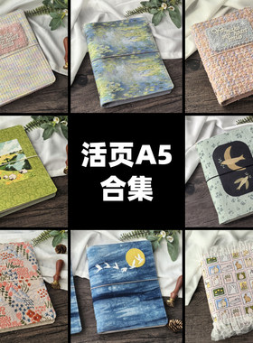 活页A5手帐本合集3.0丨六孔文艺刺绣可爱手账日记本 卡册集章本