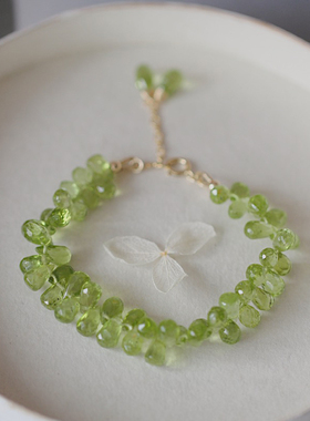 天然橄榄石手串手链女原创设计