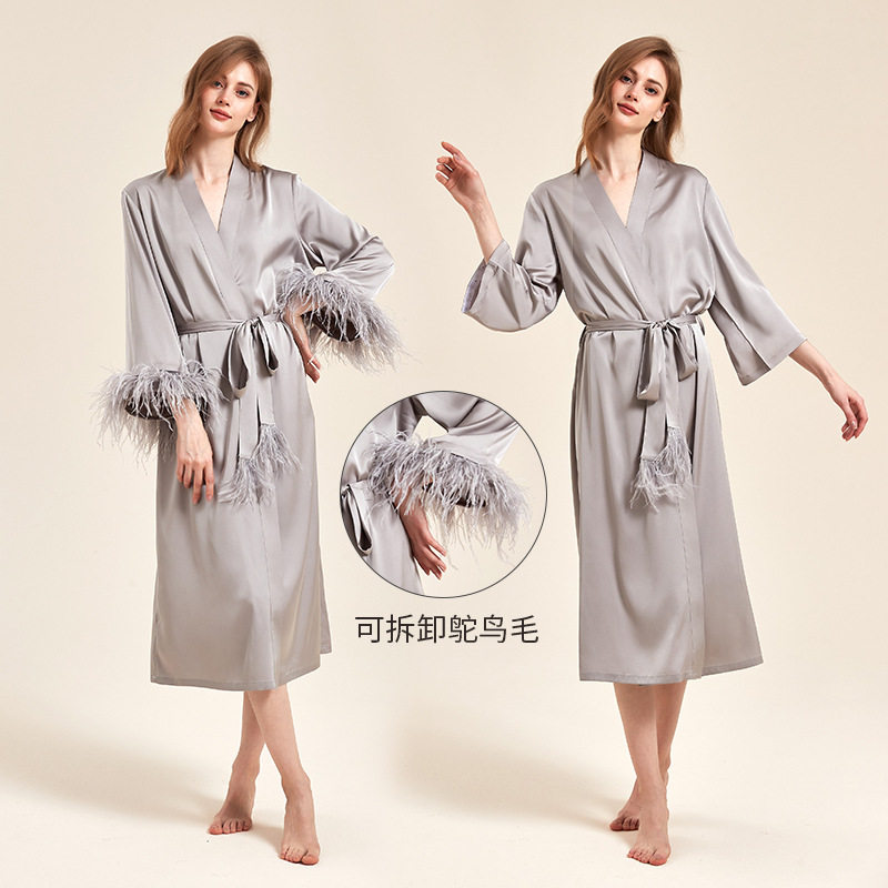 结婚晨袍女新娘高级感礼物伴手鸵睡袍/浴袍